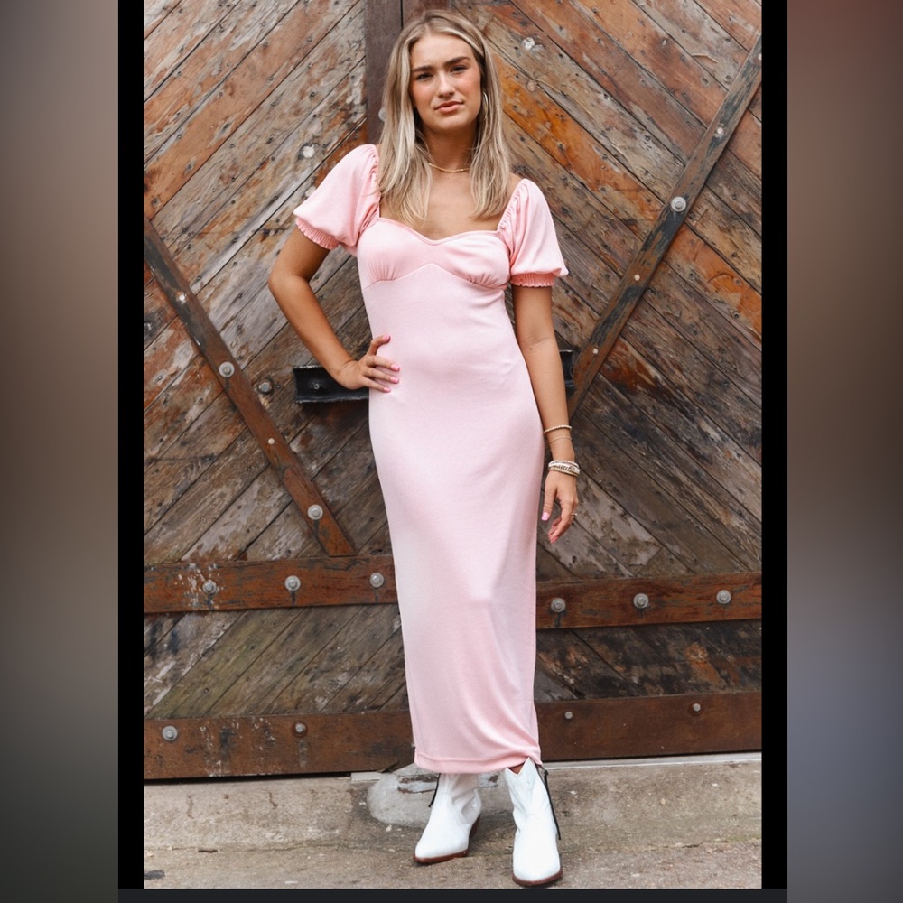 Free People Bel Air beach pink midi dress